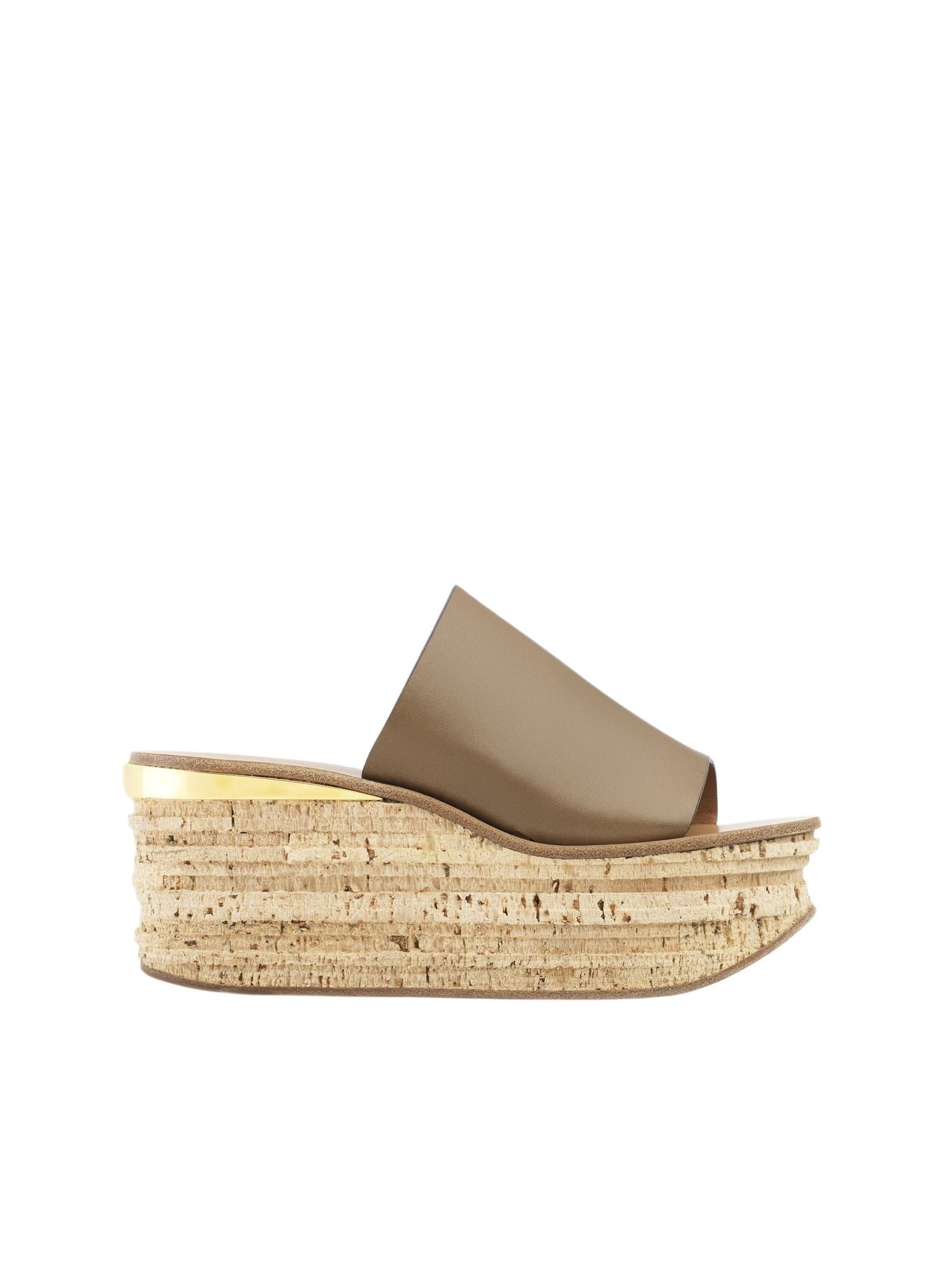 Mules Camille compensées en cuir - Maple Brown