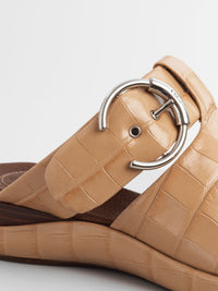 Sandales plates Wave en cuir - Nougat