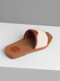 Mules Woody en peau lainée - Mild Beige