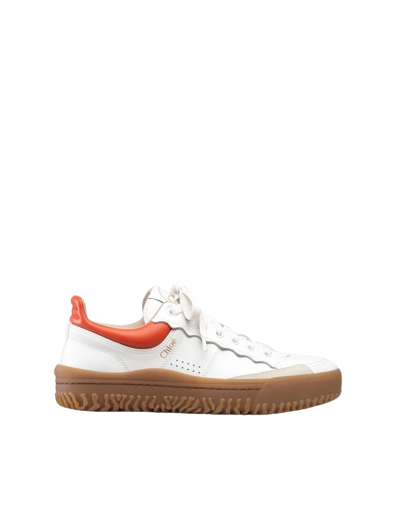 Sneakers Franckie en cuir - White & Orange