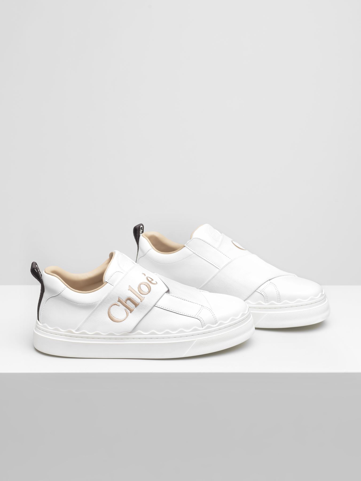 Baskets Lauren à brides en cuir - White