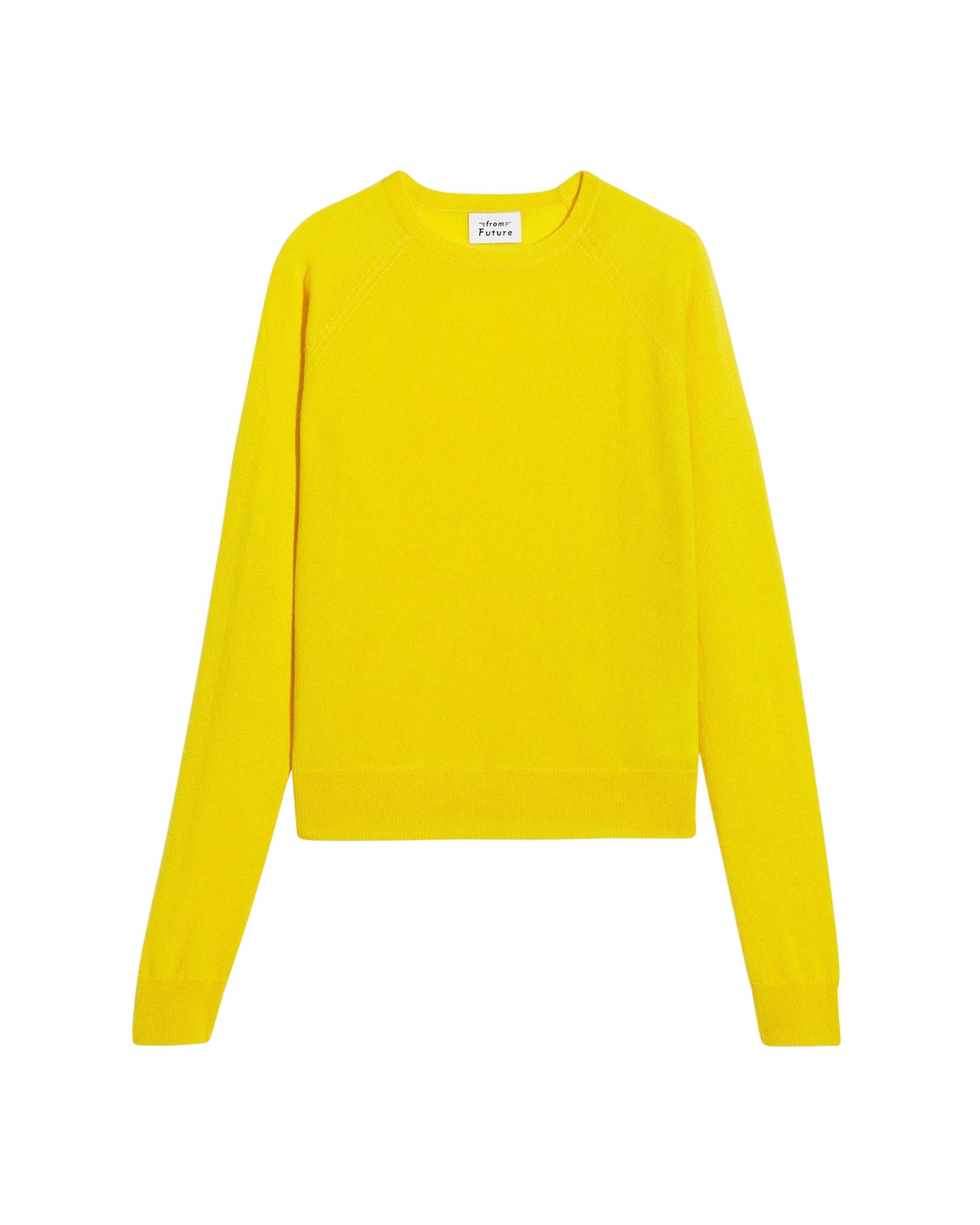 Pull fin et court à col rond en cachemire - Summer Yellow