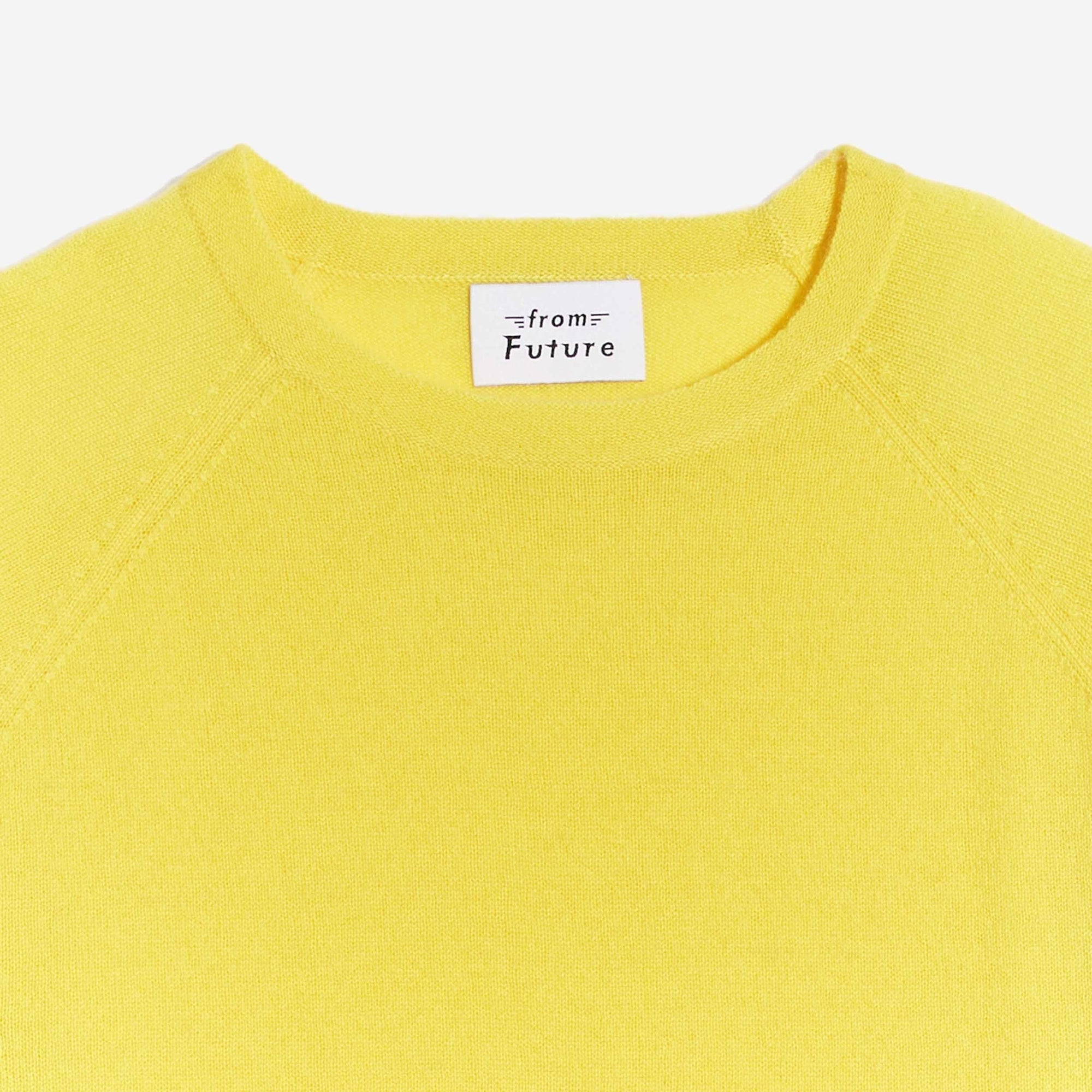 Pull fin et court à col rond en cachemire - Summer Yellow