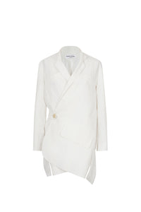Veste croisée courte au dos en lin - Blanc