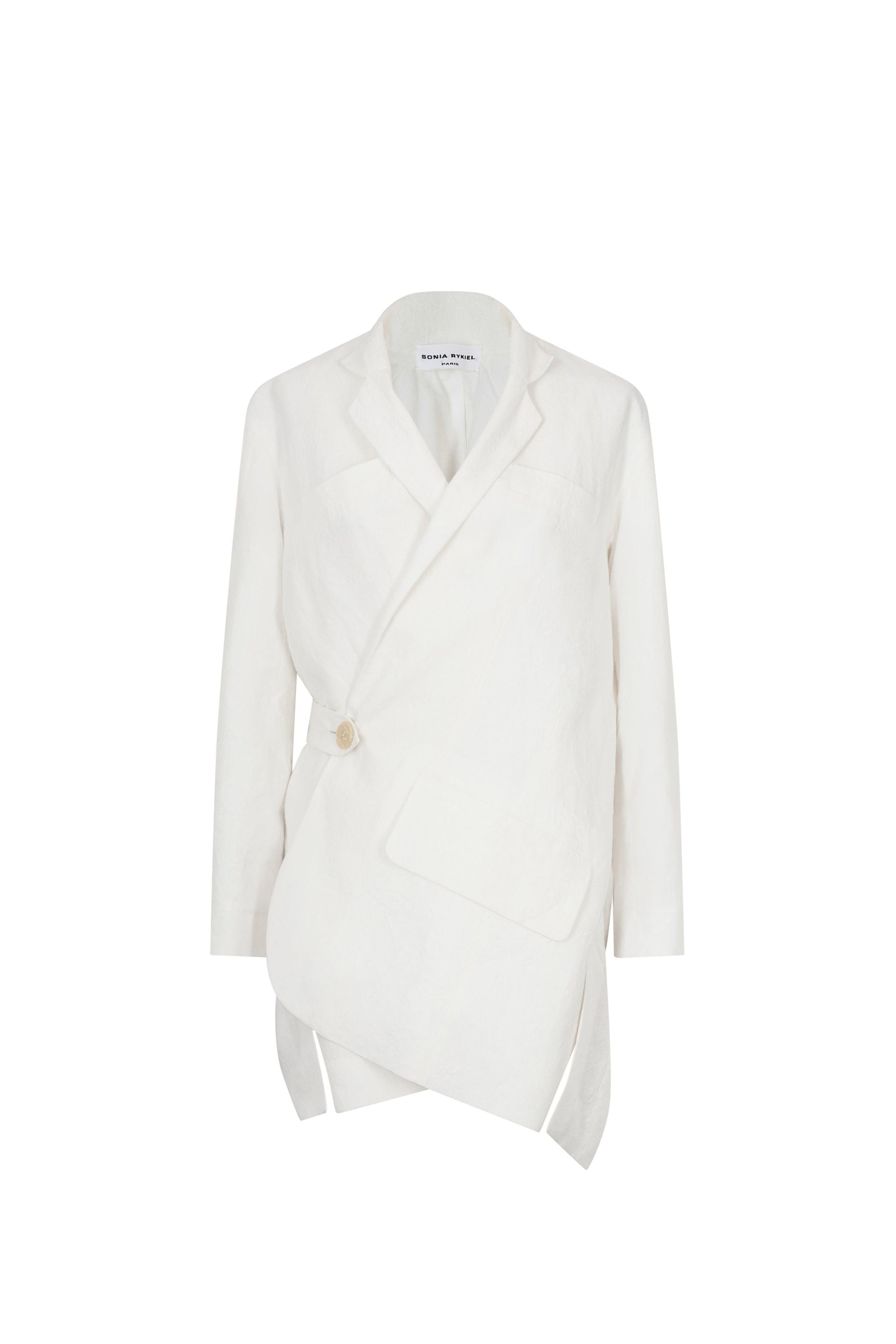 Veste croisée courte au dos en lin - Blanc