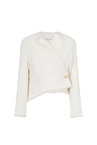 Veste courte croisée en lin - Naturel