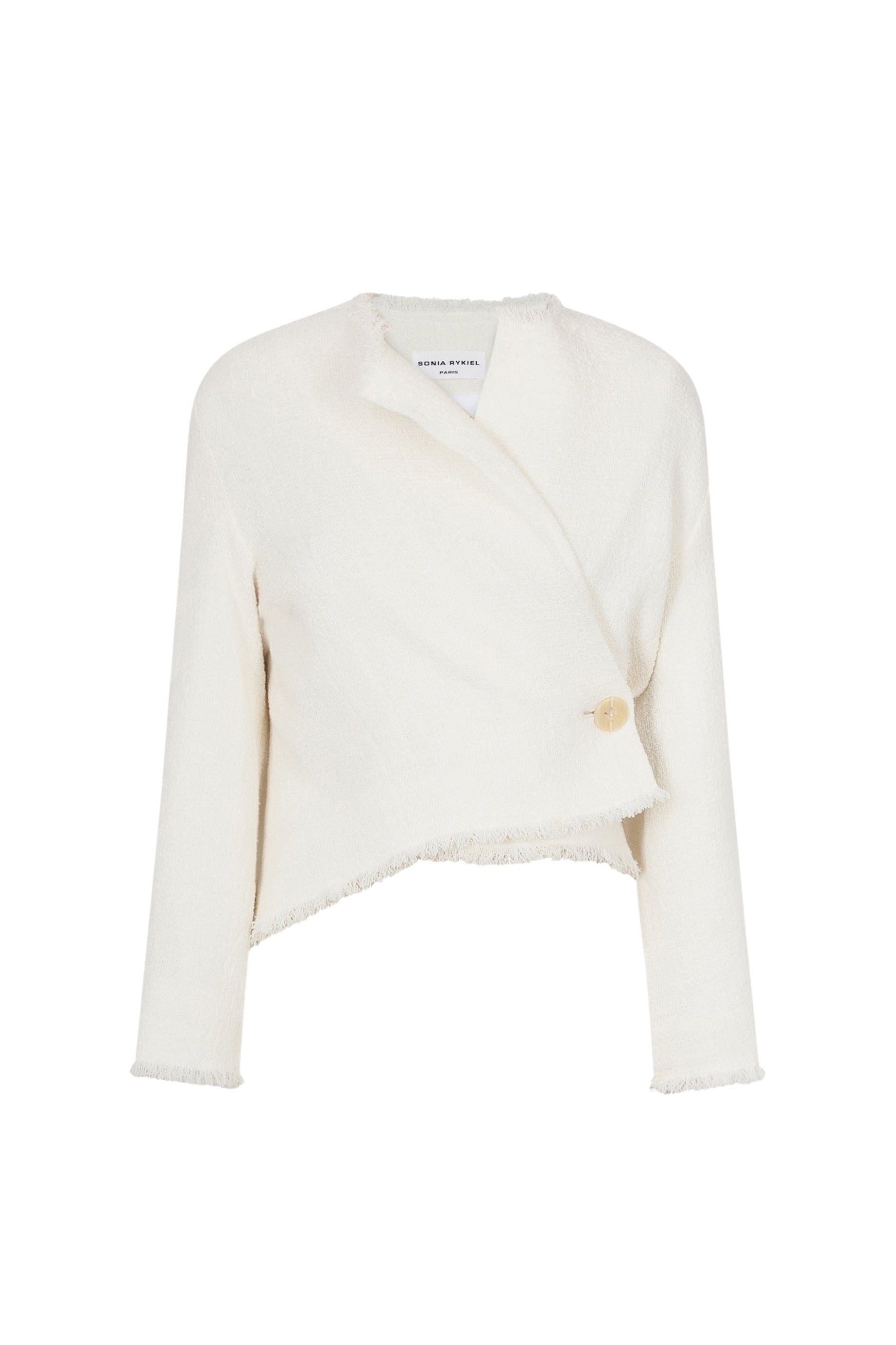 Veste courte croisée en lin - Naturel