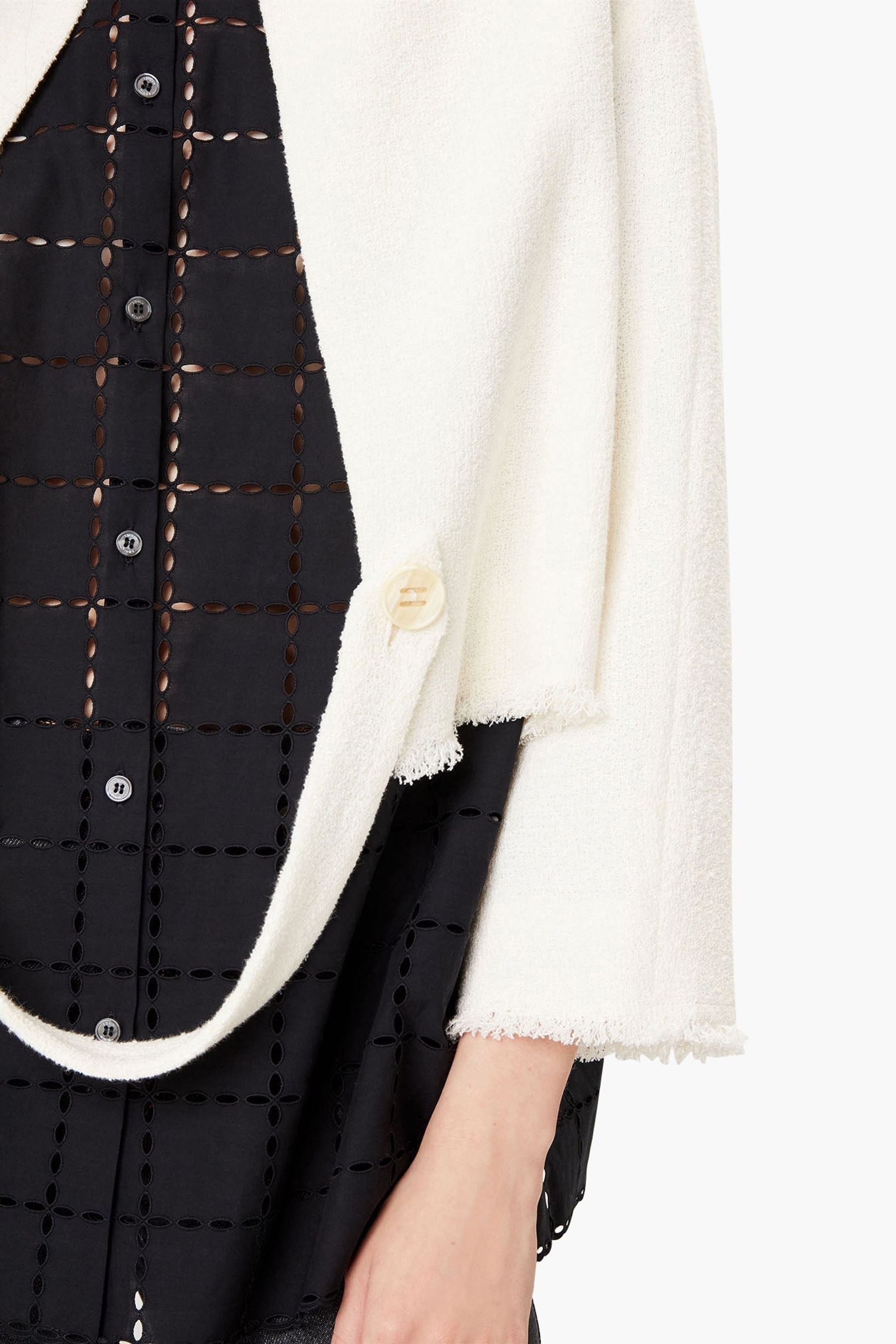 Veste courte croisée en lin - Naturel