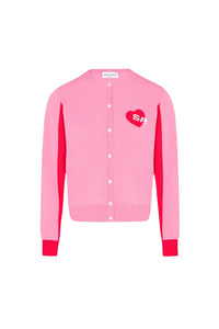 Cardigan cœur SR en laine - Rose