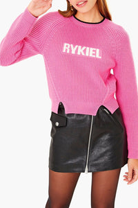 Pull Rykiel fendu en laine - Rose