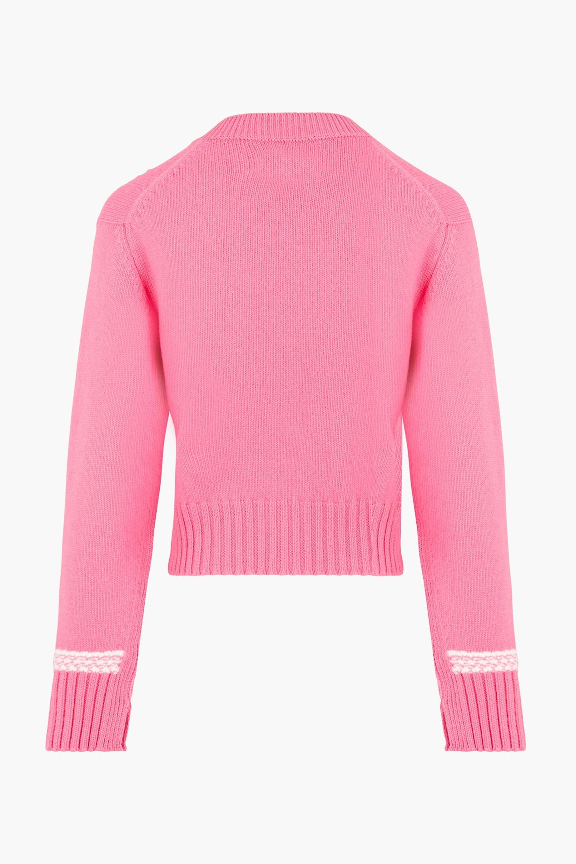 Cardigan cœurs en laine - Rose
