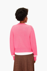 Cardigan cœurs en laine - Rose