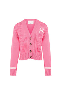 Cardigan cœurs en laine - Rose