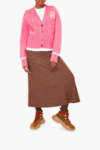 Cardigan cœurs en laine - Rose