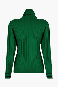 Pull col roulé "SR" en laine - Vert