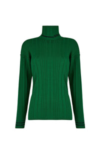 Pull col roulé "SR" en laine - Vert