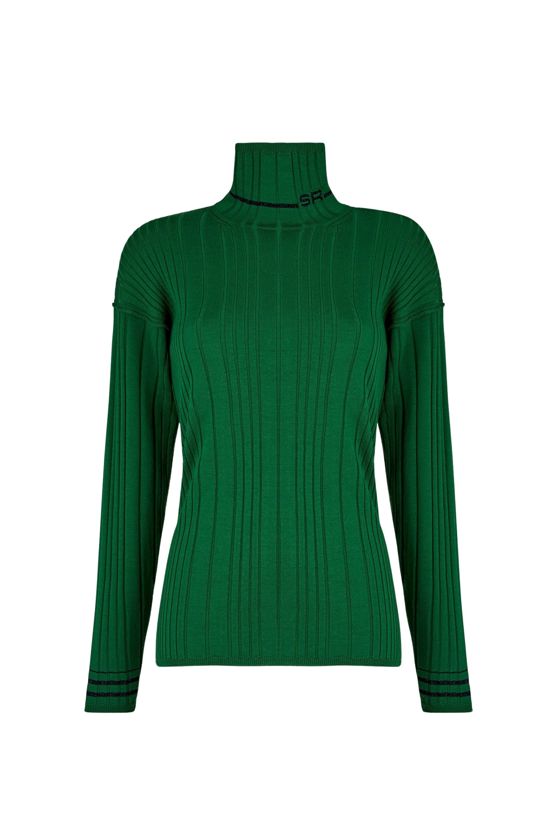 Pull col roulé "SR" en laine - Vert