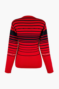 Pull rayé à manches longues en laine - Rouge