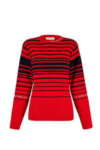 Pull rayé à manches longues en laine - Rouge