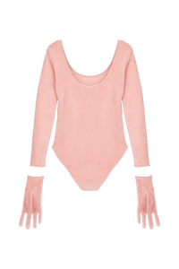 Body à strass avec gants - Rose
