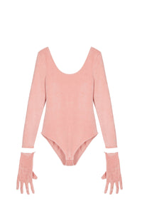 Body à strass avec gants - Rose