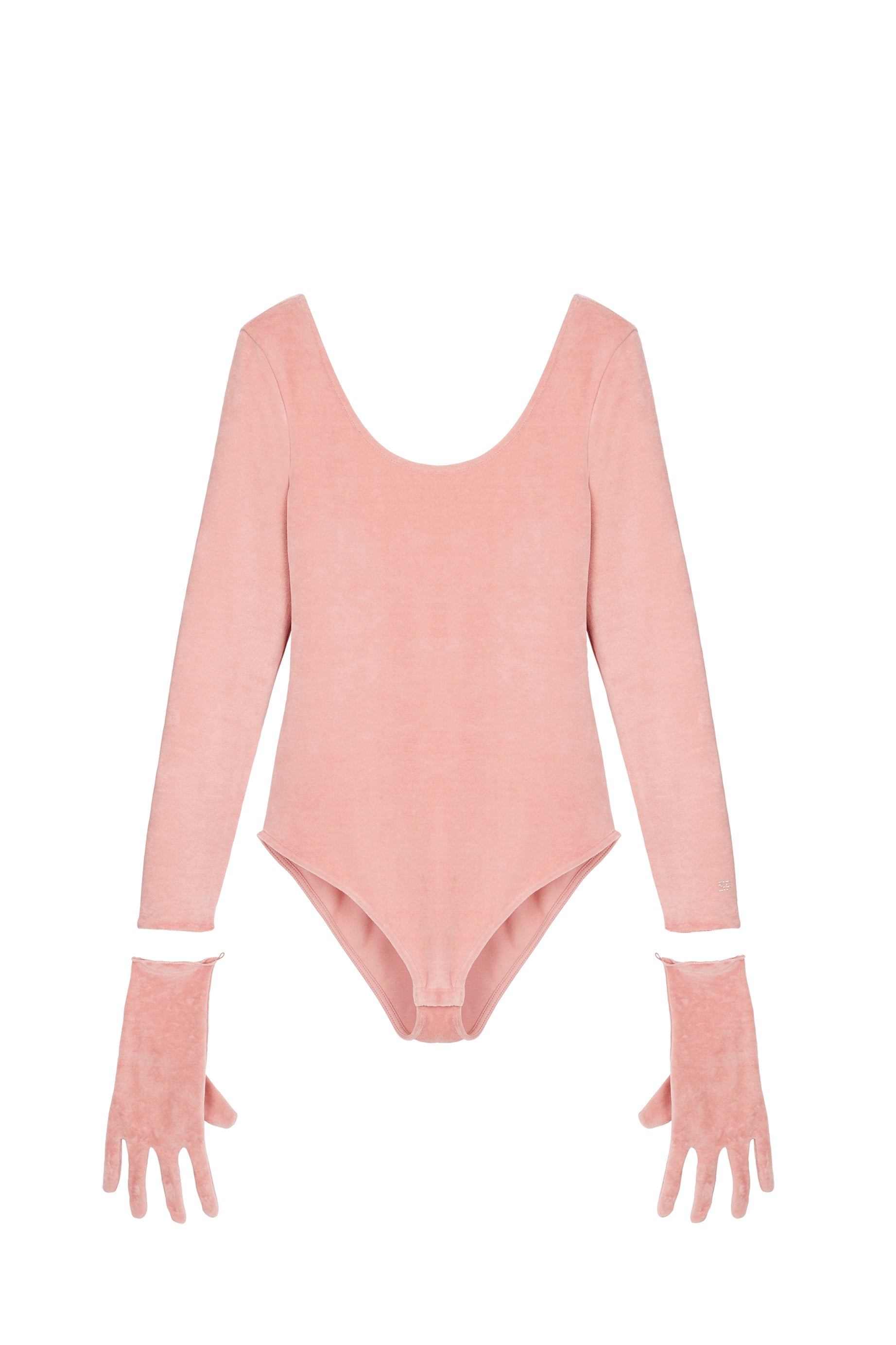 Body à strass avec gants - Rose