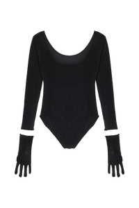 Body à strass avec gants - Noir