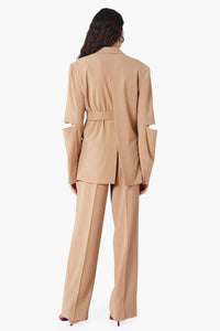 Veste blazer à manches fendues en laine - Marron