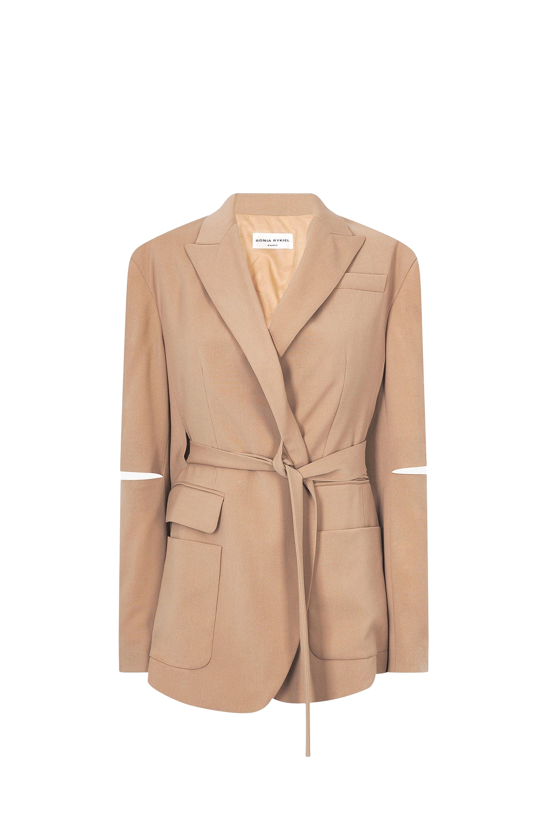 Veste blazer à manches fendues en laine - Marron