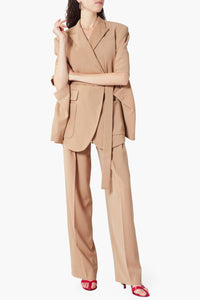 Veste blazer à manches fendues en laine - Marron