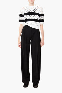 Pantalon à pinces taille haute en laine - Noir