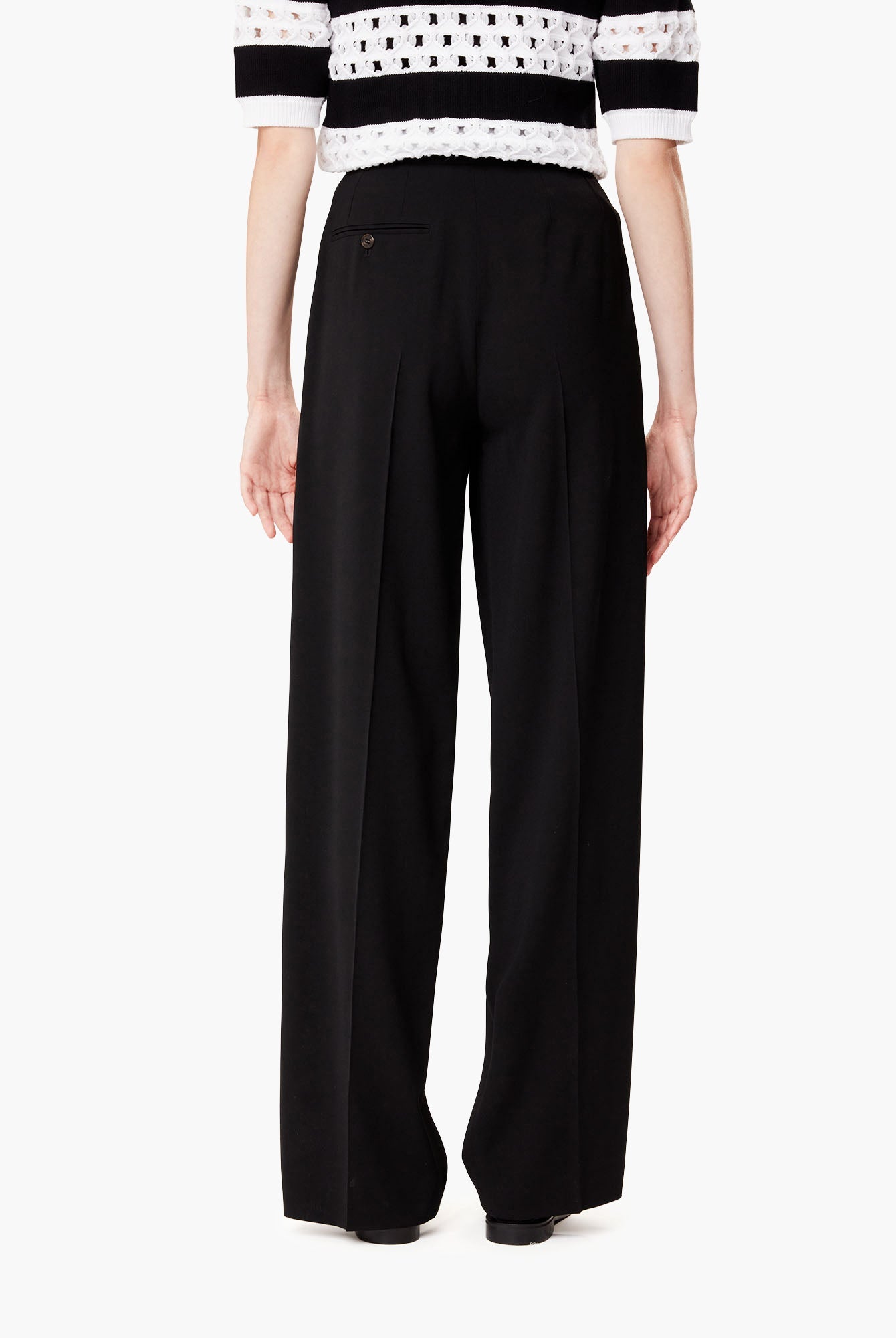 Pantalon à pinces taille haute en laine - Noir