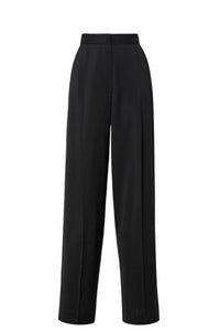 Pantalon à pinces taille haute en laine - Noir