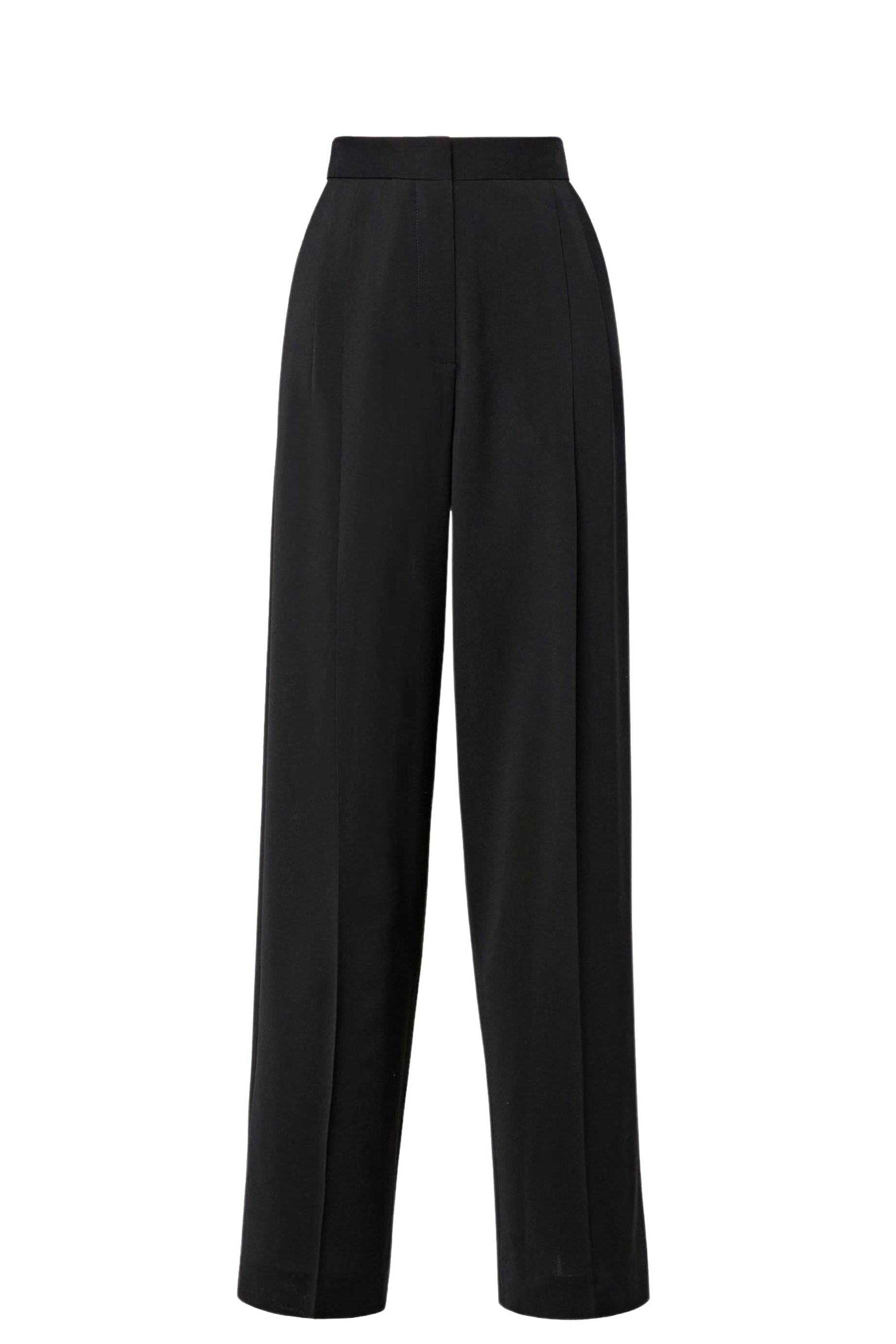 Pantalon à pinces taille haute en laine - Noir