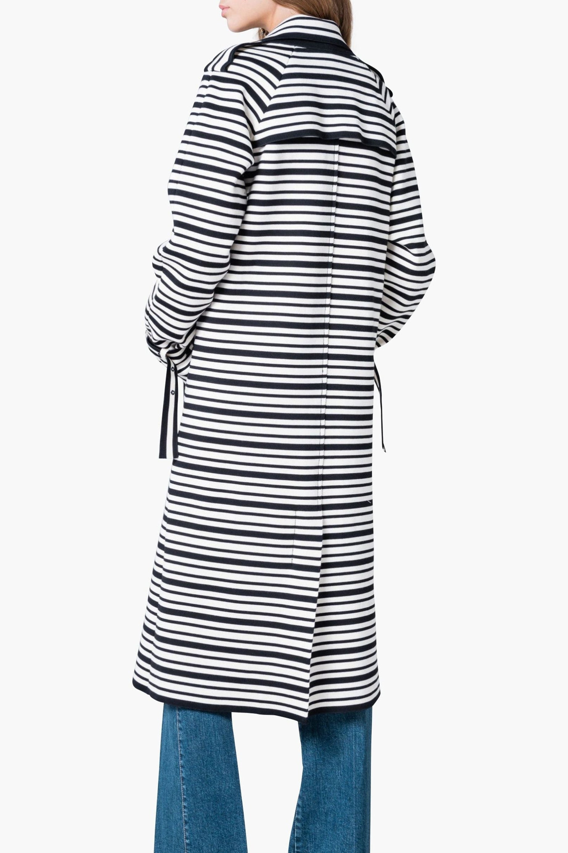 Manteau trench à rayures - Écru