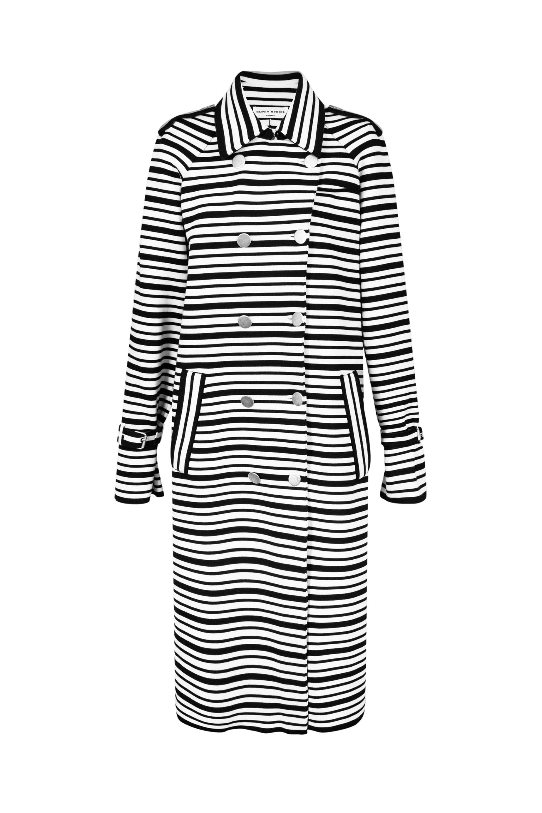 Manteau trench à rayures - Écru