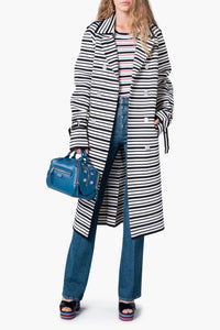 Manteau trench à rayures - Écru