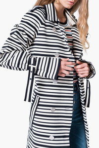 Manteau trench à rayures - Écru