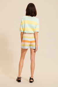 Short en maille à rayures en laine - Multicolor