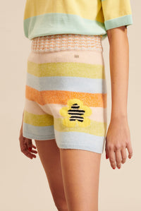 Short en maille à rayures en laine - Multicolor