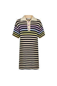 Robe polo oversize à rayures - Bleu Nuit
