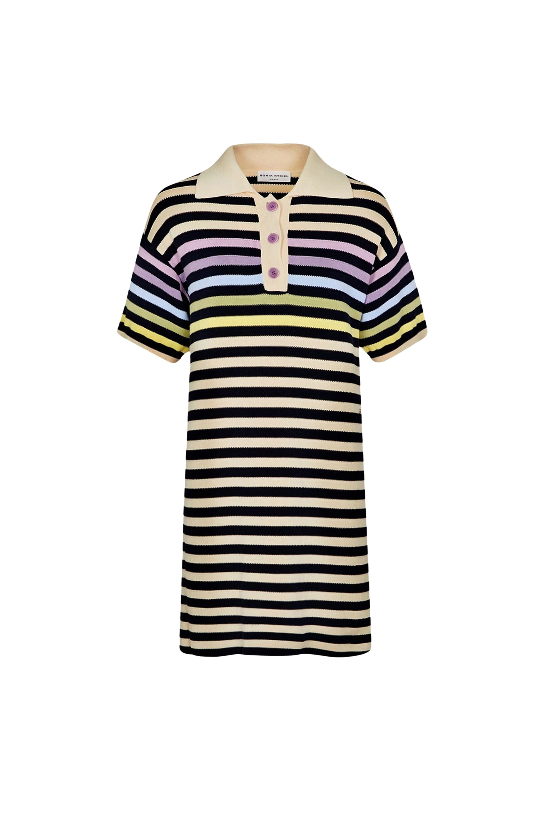 Robe polo oversize à rayures - Bleu Nuit