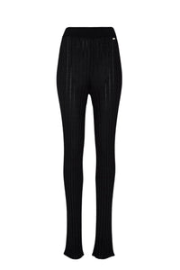 Pantalon flare en maille côtelée - Noir