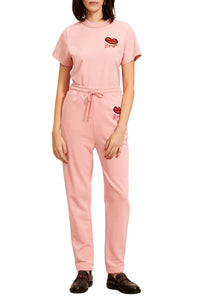 Pantalon jogging à motif bouche rouge - Rose