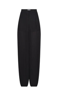 Pantalon fluide transparent en soie - Noir