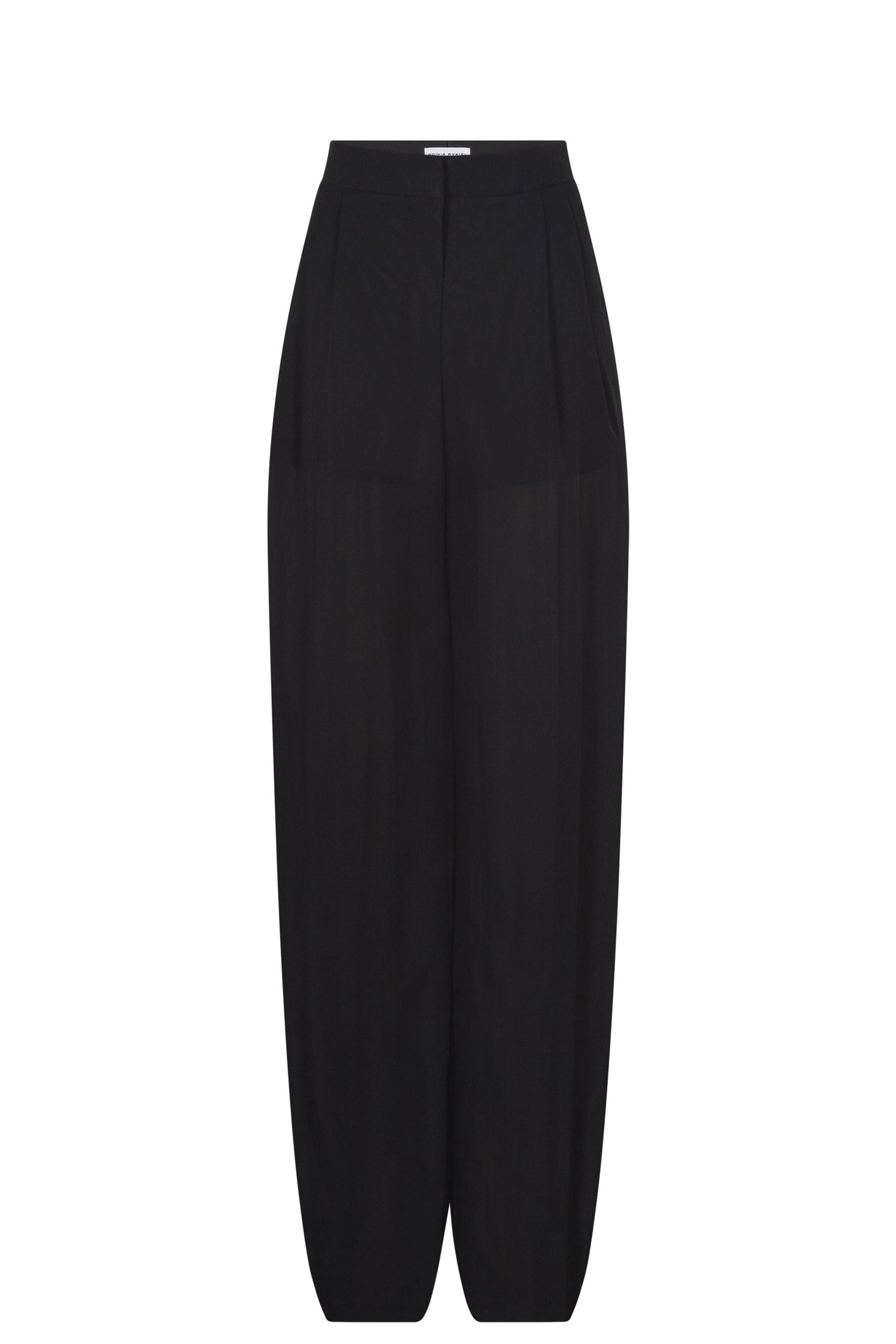 Pantalon fluide transparent en soie - Noir