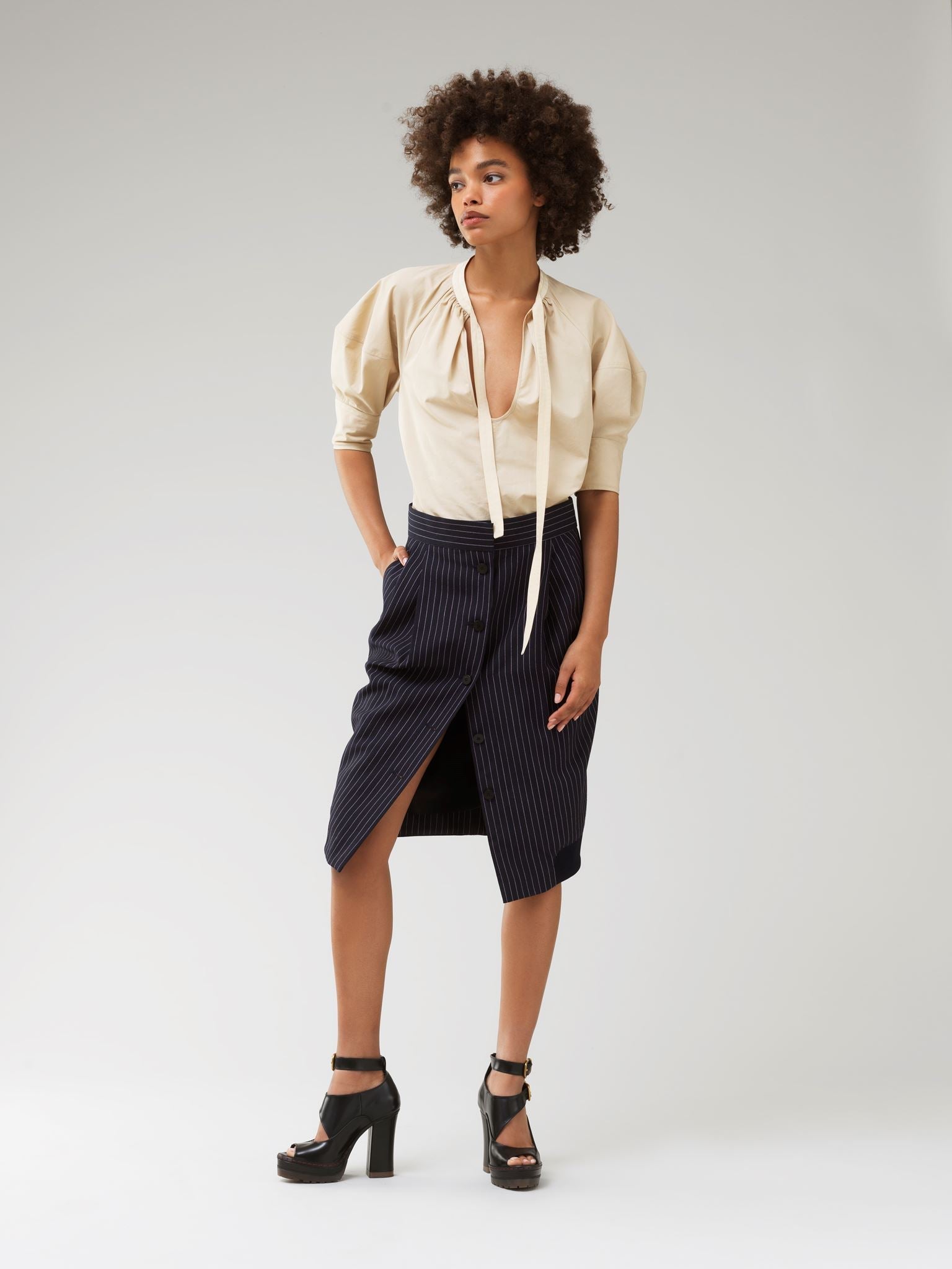 Blouse manches bouffantes - Soften Brown