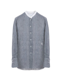 Chemisier col maho en lin - Blue White