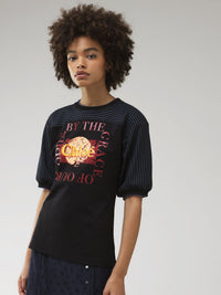 T-shirt imprimé Raglan - Black