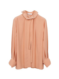 Blouse col brodé en soie - Clay Pink